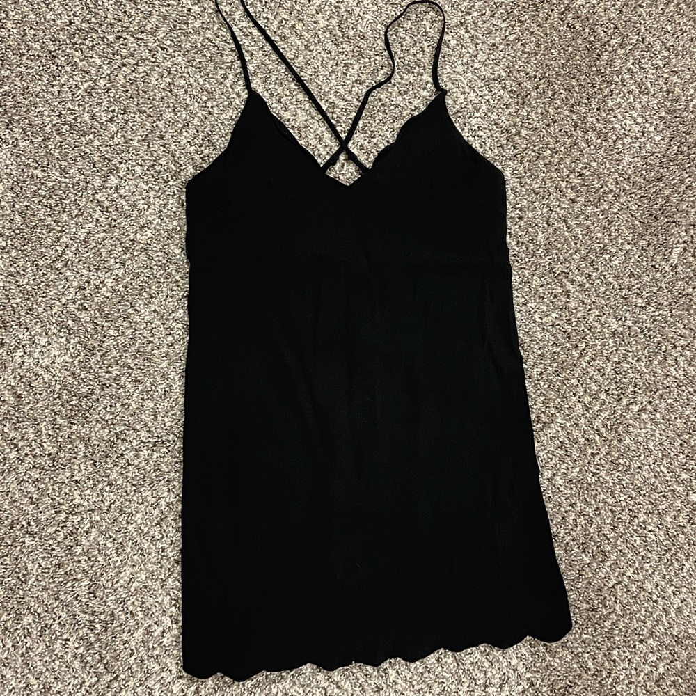 Little black scalloped dress